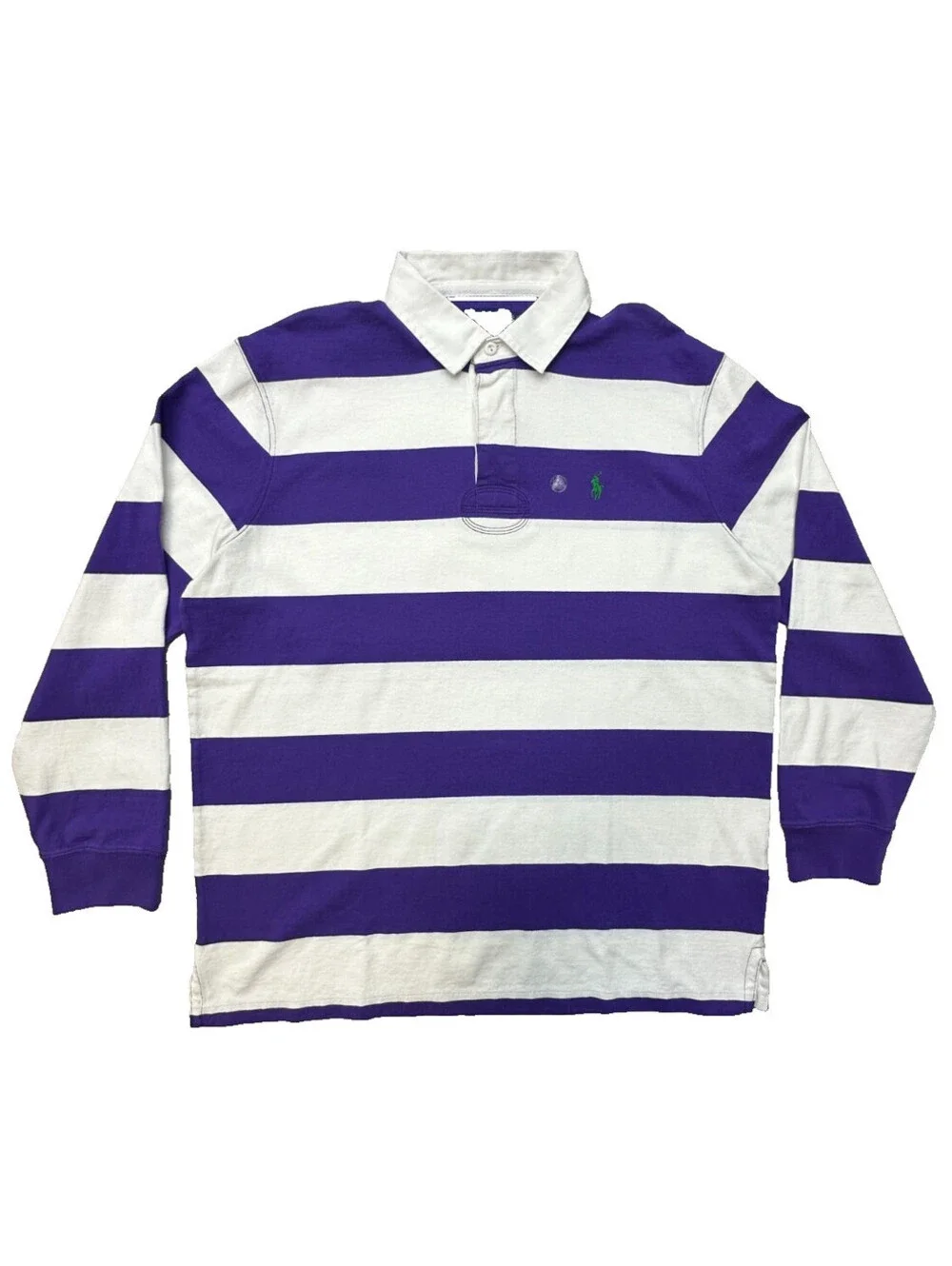 Polo Ralph Lauren The Iconic Rugby Shirt Mens XL Purple/White Long Sleeve NWOT
